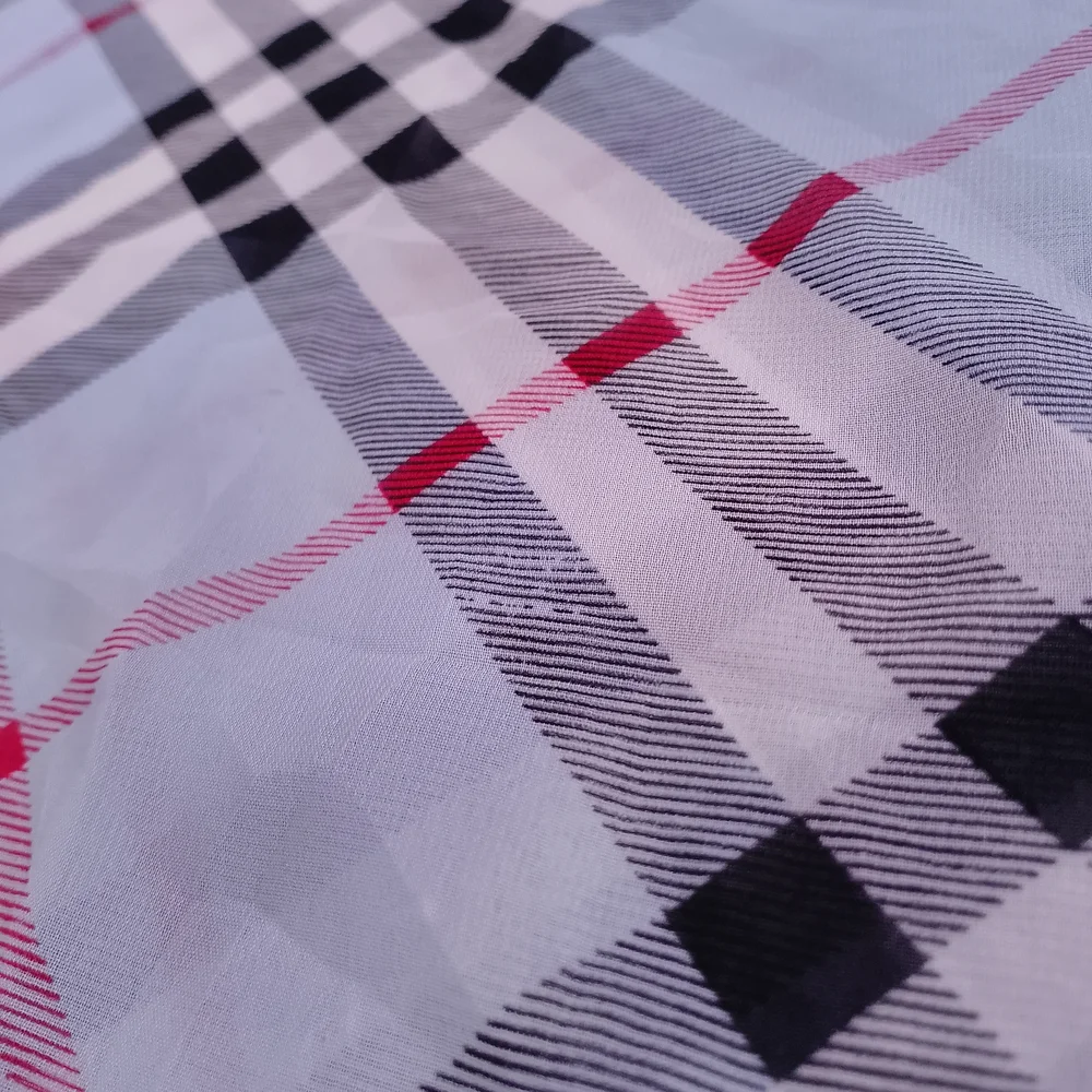 Vintage Burberry Check Handkerchief Scarf Blue Border 60x20 Classic Designer - Picture 7 of 10